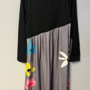 0424-16 Amazon Floral and Black Dress